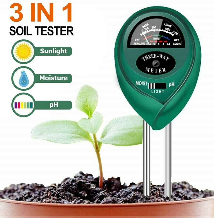 3-in-1 Garden Soil Tester Kit: pH, Moisture, Light Meter