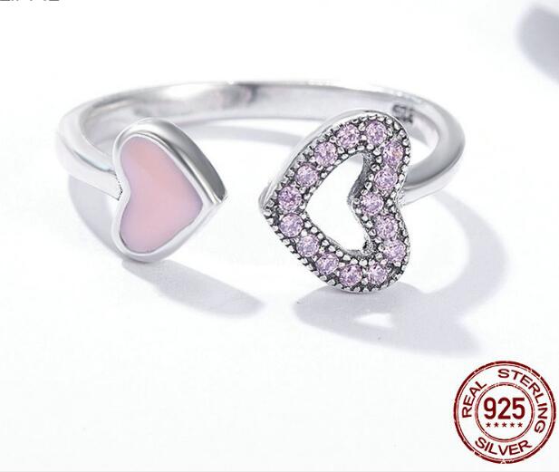 925 Sterling Silver Enamel Love Sparkle Ring