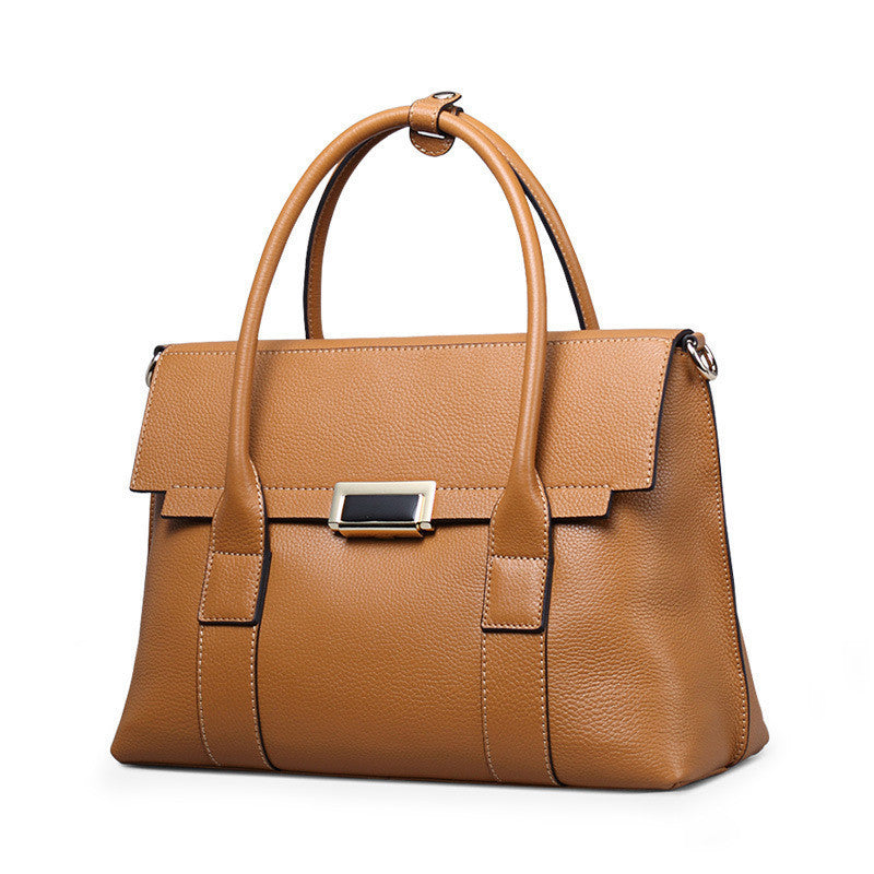Leather Handbag: Big, Ladies' All-Match Bag, First Layer Cowhide Single Shoulder Messenger Bag
