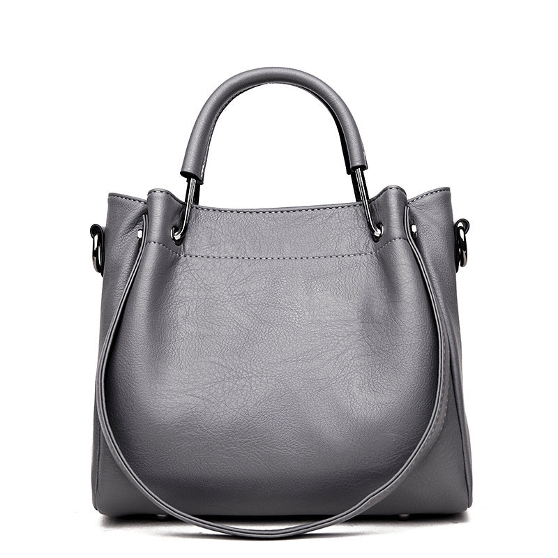 Korean Fashion Retro Bucket Bag: Luxurious PU Leather Handbag
