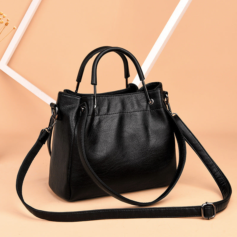 Korean Fashion Retro Bucket Bag: Luxurious PU Leather Handbag