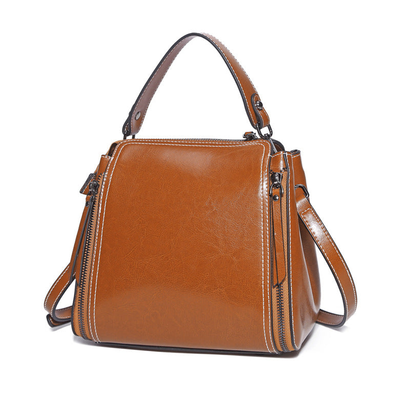 Elegance Oil Wax Leather Shoulder Bag