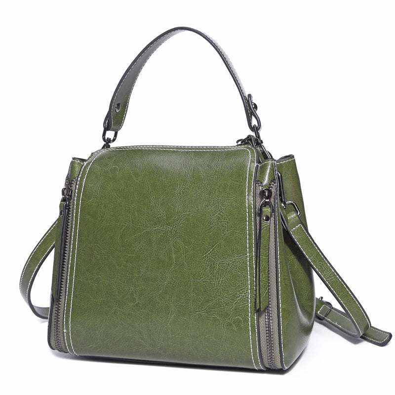 Elegance Oil Wax Leather Shoulder Bag