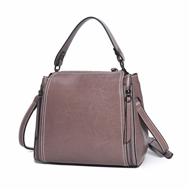 Elegance Oil Wax Leather Shoulder Bag