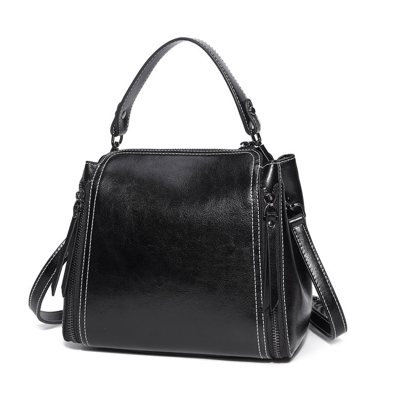 Elegance Oil Wax Leather Shoulder Bag