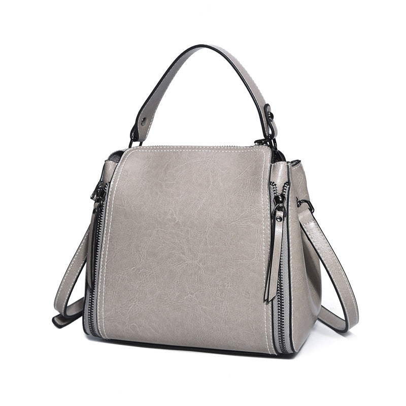 Elegance Oil Wax Leather Shoulder Bag