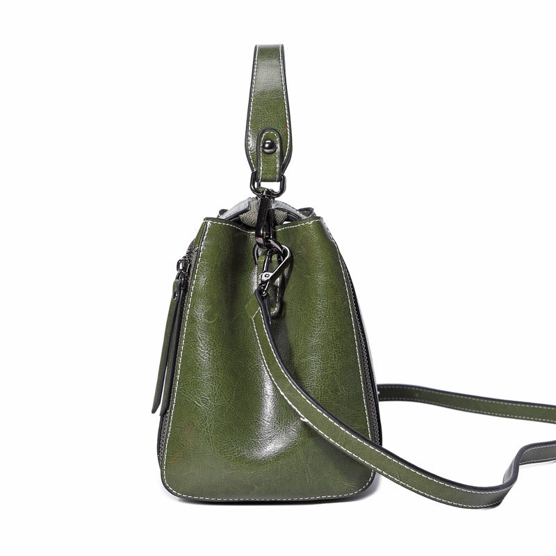 Elegance Oil Wax Leather Shoulder Bag