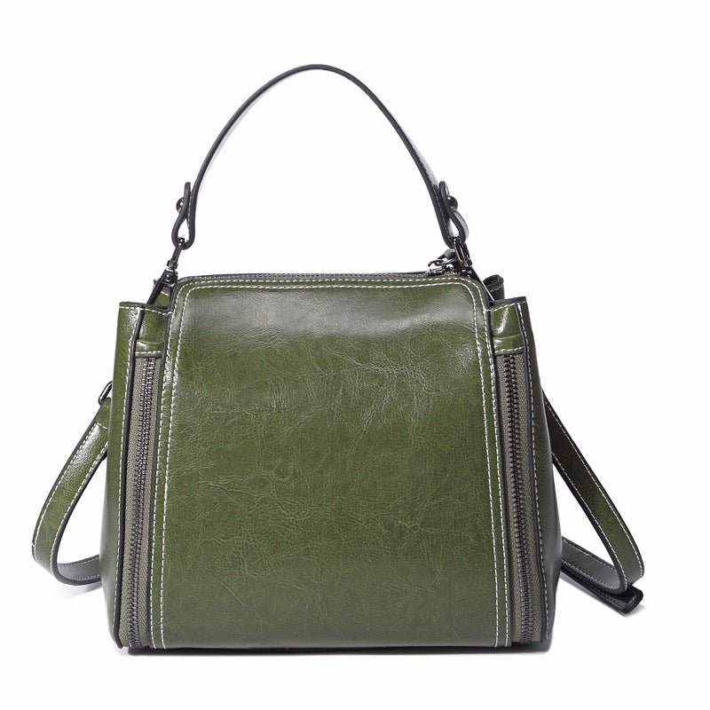 Elegance Oil Wax Leather Shoulder Bag