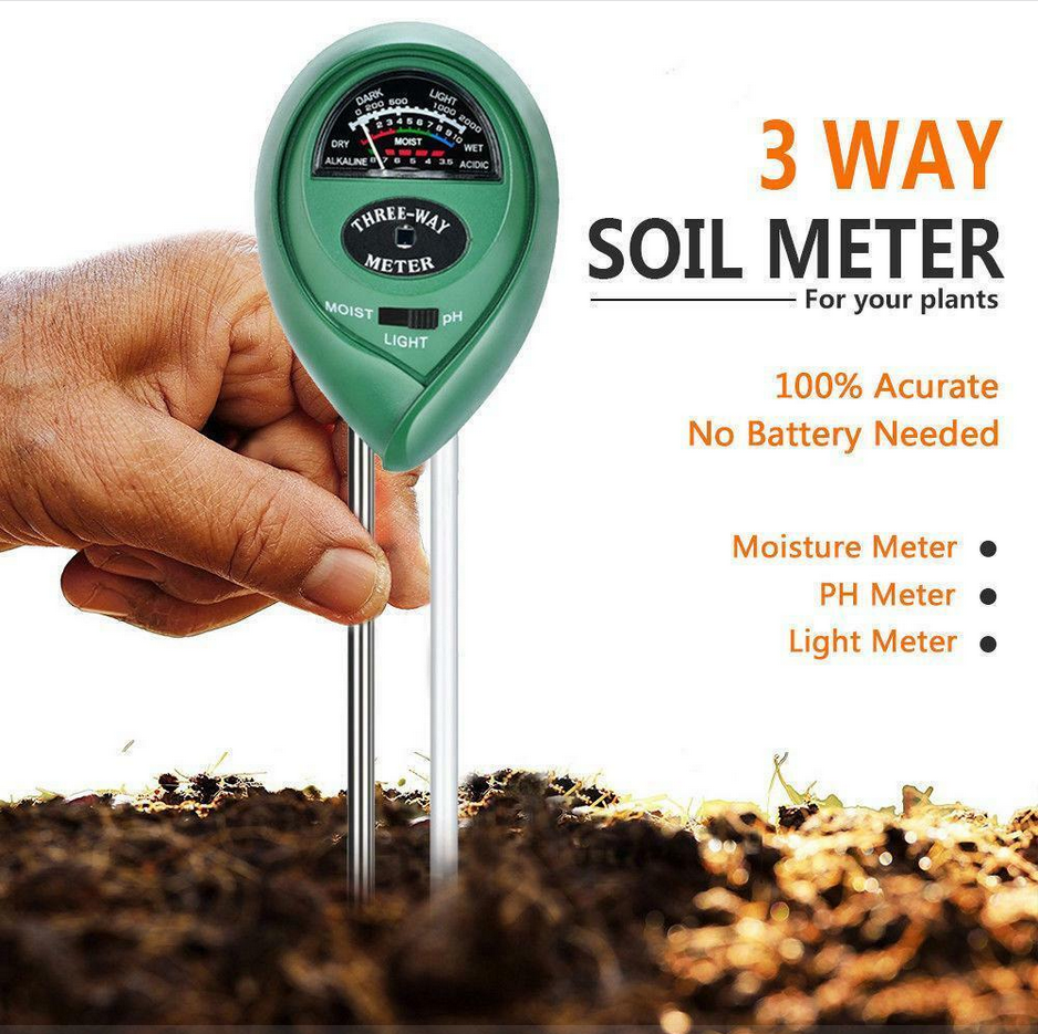 3-in-1 Garden Soil Tester Kit: pH, Moisture, Light Meter