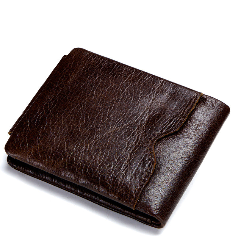 Vintage Crazy Horse Leather Tri-Fold Men's Wallet